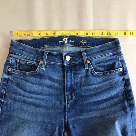 7 For All Mankind Dojo Dark Wash Denim Stretch Jeans - Picture 9 of 15